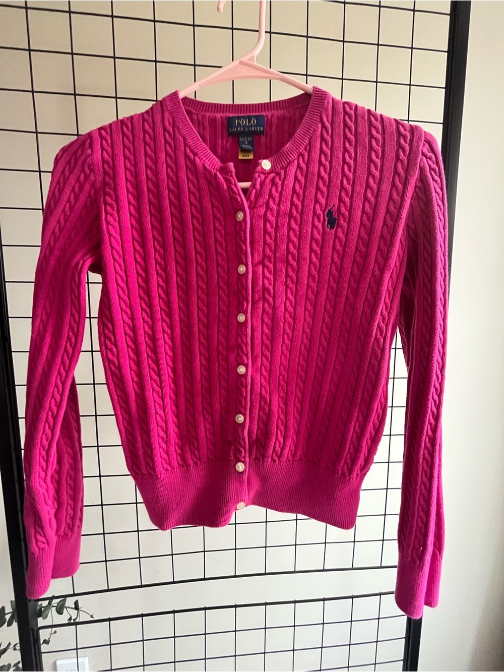 Polo by Ralph Lauren Girl’s Hot Pink Cable Knit Cardigan